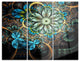 "Lighted Blue Fractal Blue Flowers" Digital Metal Wall Art, 3 Panels, 36"x28"