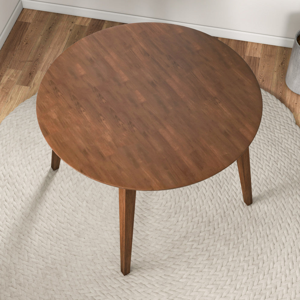 Fiona Mid-Century Modern Solid Wood Walnut Round Dining Table