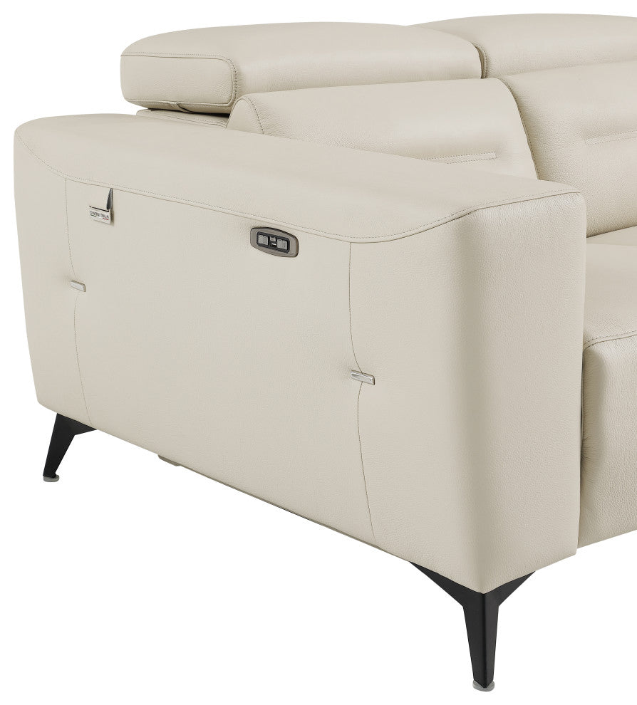 Arezzo Genuine Italian Leather Modern Loveseat, Beige