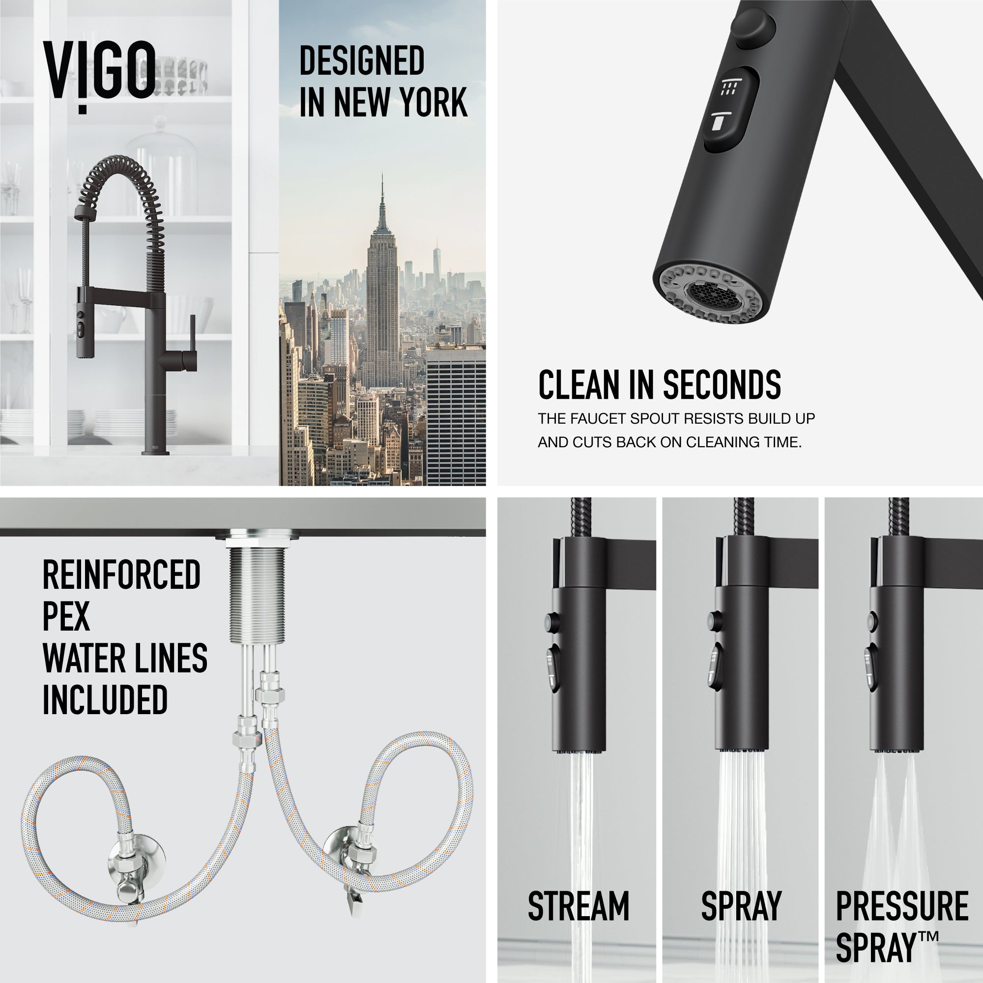 VIGO Edison Pro 20" H Single Handle Pull-Down Sprayer Kitchen Faucet, Matte Black