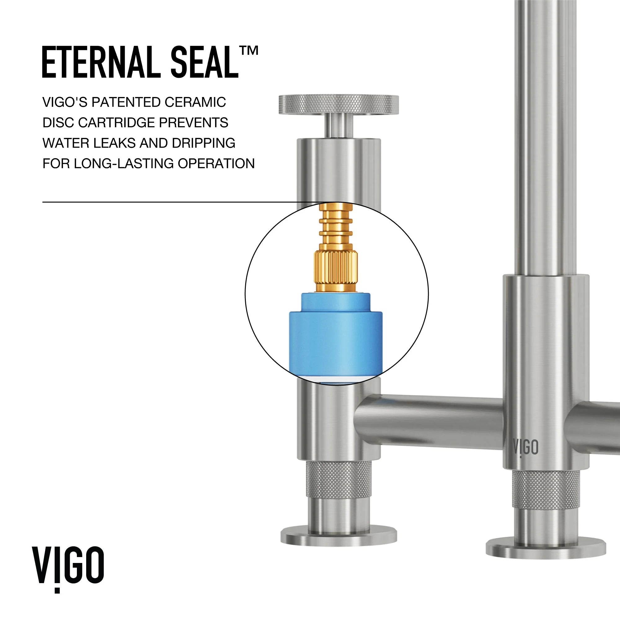 VIGO Cass 12" H 2-Handle Widespread Bridge Pull-Out Sprayer Kitchen Faucet, Stainless Steel