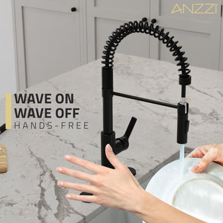 Touchless Pull-Down Faucet With Fan Sprayer, Matte Black