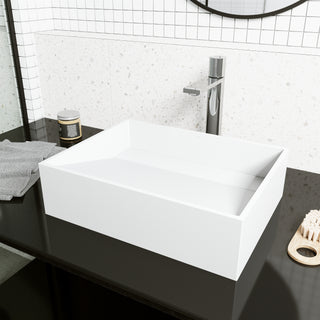 VIGO Starr 17"L x 13"W x 5"H Matte Stone Rectangular Bathroom Vessel Sink