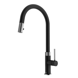 VIGO Bristol 19" H Single Handle Pull-Down Sprayer Kitchen Faucet, Stainless Steel/Matte Black, Without Extras