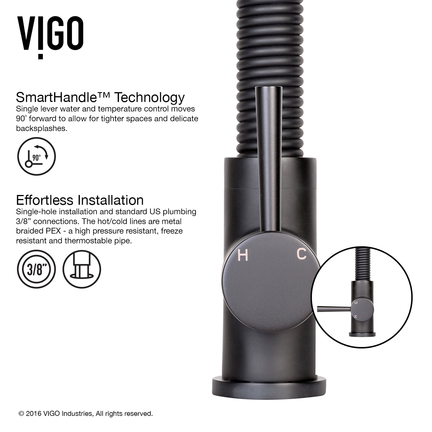 VIGO Edison 19" H Single Handle Pull-Down Sprayer Kitchen Faucet, Matte Black, No Sensor, With Soap Dispenser