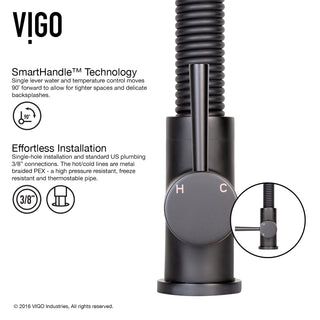 VIGO Edison 19" H Single Handle Pull-Down Sprayer Kitchen Faucet, Matte Black, No Sensor, With Soap Dispenser