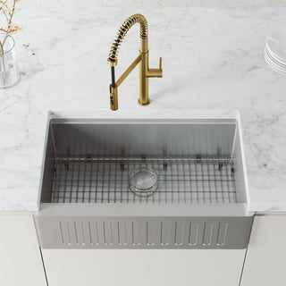 VIGO Edison Pro 20" H Single Handle Pull-Down Sprayer Kitchen Faucet, Matte Brushed Gold