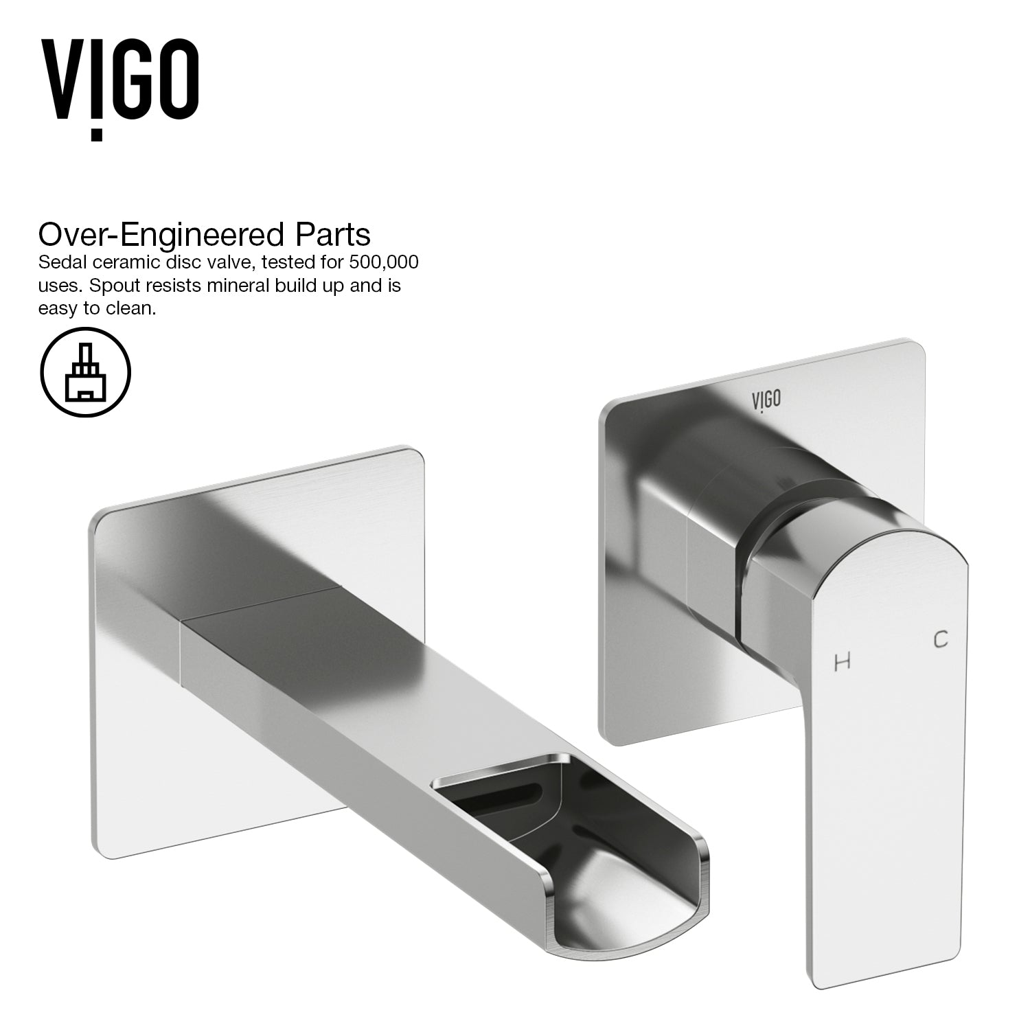 VIGO Atticus 5" H Single Handle Wall Mount Bathroom Faucet, Chrome