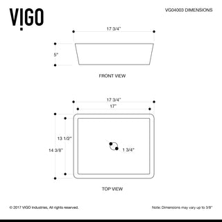 VIGO Marigold 18"L x 14"W x 5"H Matte Stone Rectangular Bathroom Vessel Sink