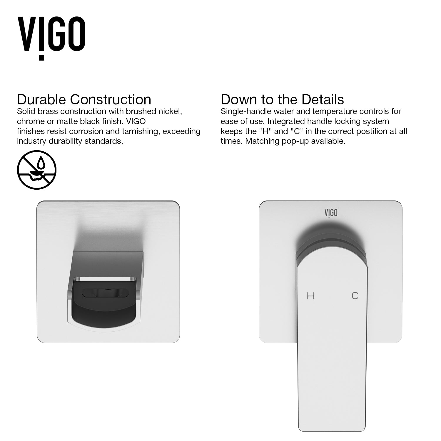 VIGO Atticus 5" H Single Handle Wall Mount Bathroom Faucet, Chrome
