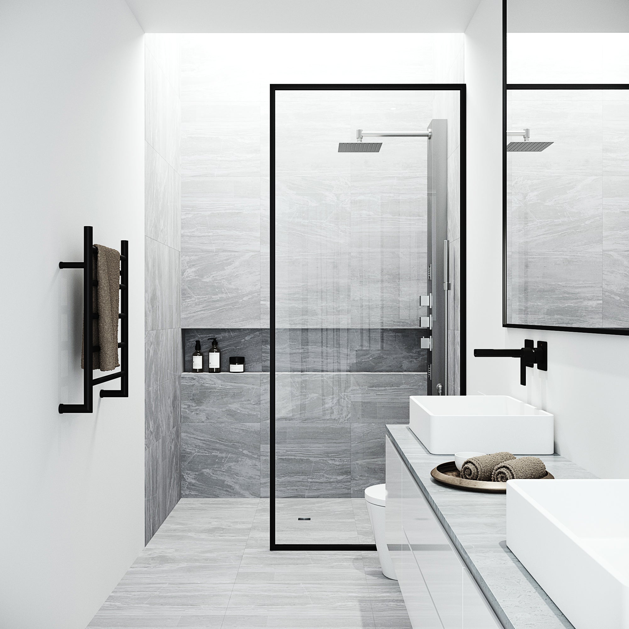 VIGO Rector 2-Jet Shower Panel with Shower Head, Stainless Steel
