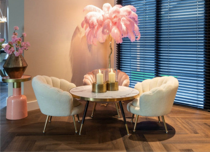 Akari Pink Ostrich Feather Floor Lamp