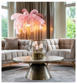 Akari Pink Ostrich Feather Floor Lamp