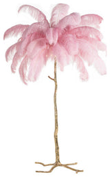 Akari Pink Ostrich Feather Floor Lamp
