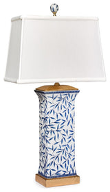 Blue & White Leaves Rectangular Vase Lamp