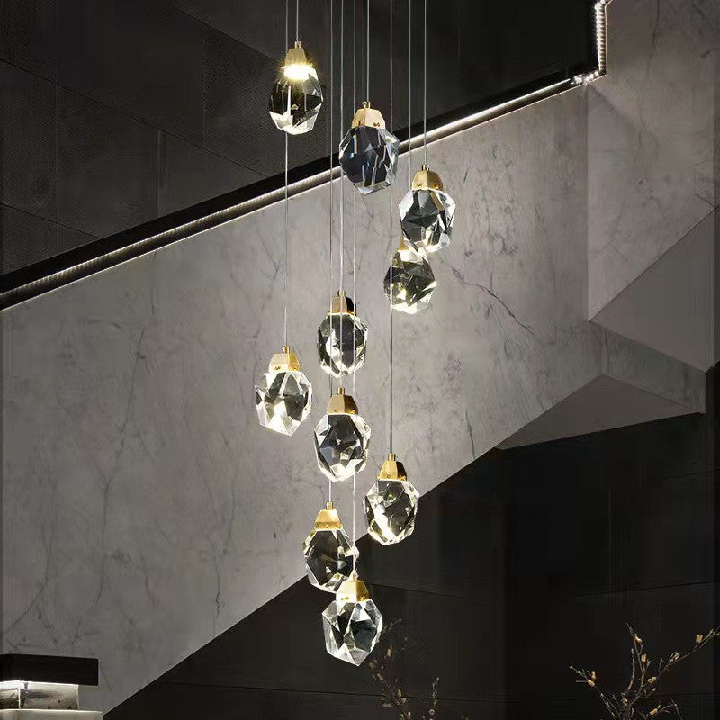 Geometric Irregular Cut Crystal Chandelier Lighting, 15 Lights