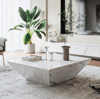 Artemis Marble Square Drum Coffee Table, Large