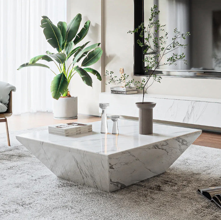 Artemis Marble Square Drum Coffee Table, Large