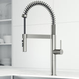 VIGO Edison Pro 20" H Single Handle Pull-Down Sprayer Kitchen Faucet, Stainless Steel