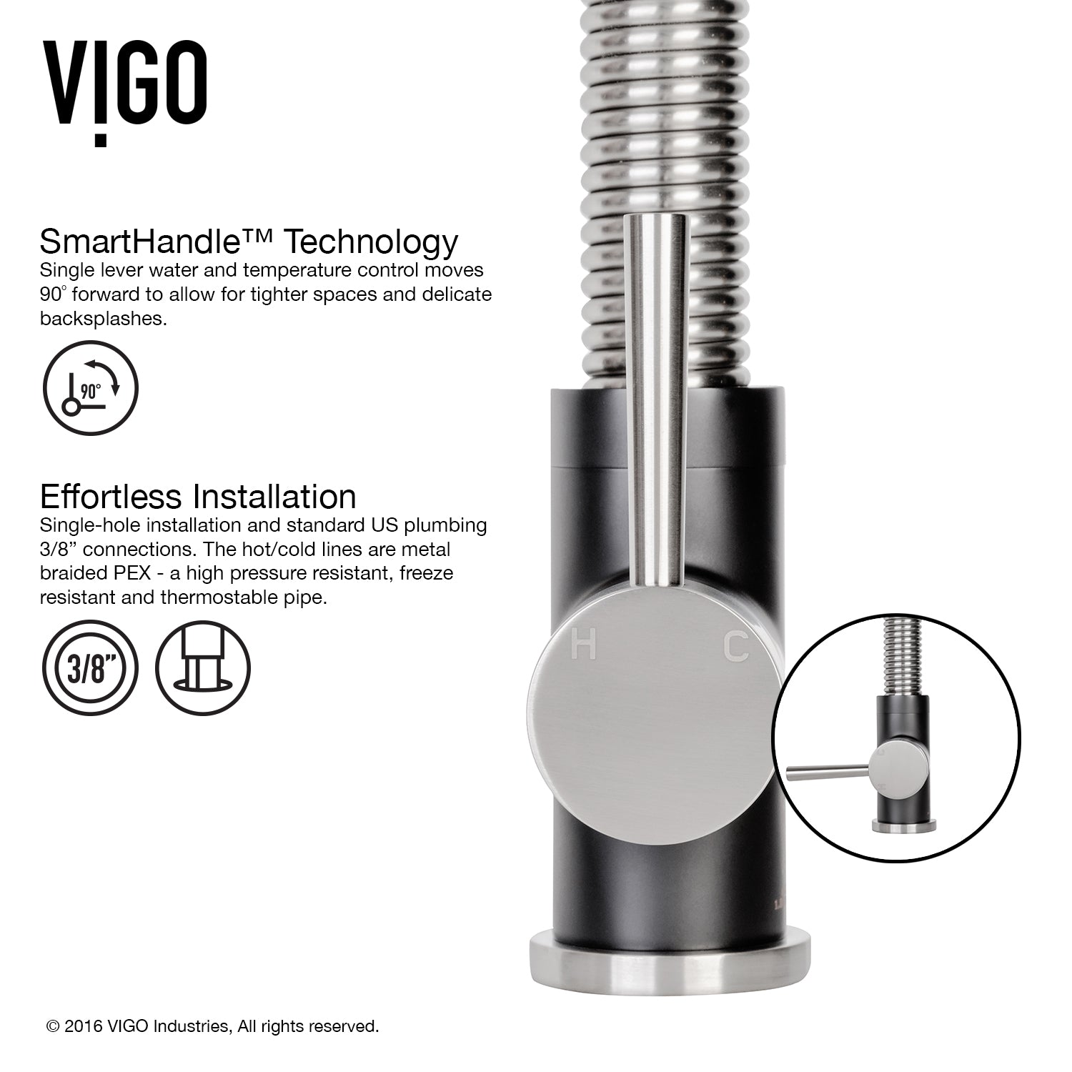 VIGO Edison 19" H Single Handle Pull-Down Sprayer Kitchen Faucet, Stainless Steel/Matte Black, No Sensor, With Soap Dispenser