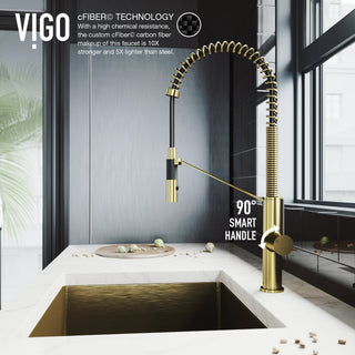VIGO Livingston 24" H Single Handle Pull-Down Sprayer Kitchen Faucet, Matte Brushed Gold, Without Extras