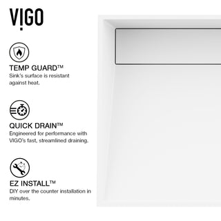 VIGO Starr 23"L x 15"W x 5"H Matte Stone Rectangular Bathroom Vessel Sink