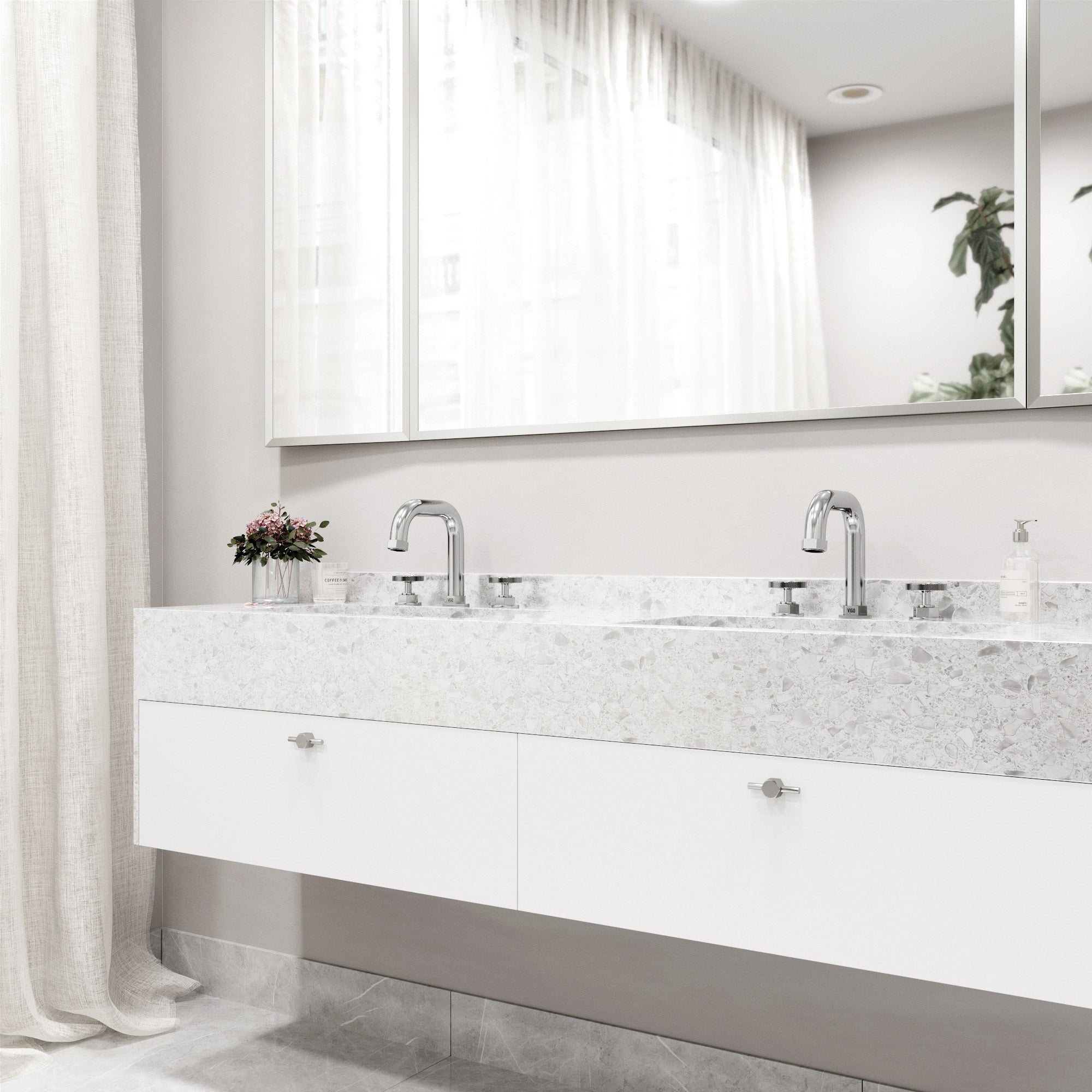 VIGO Hart 7" H 2-Handle Widespread Bathroom Faucet, Chrome