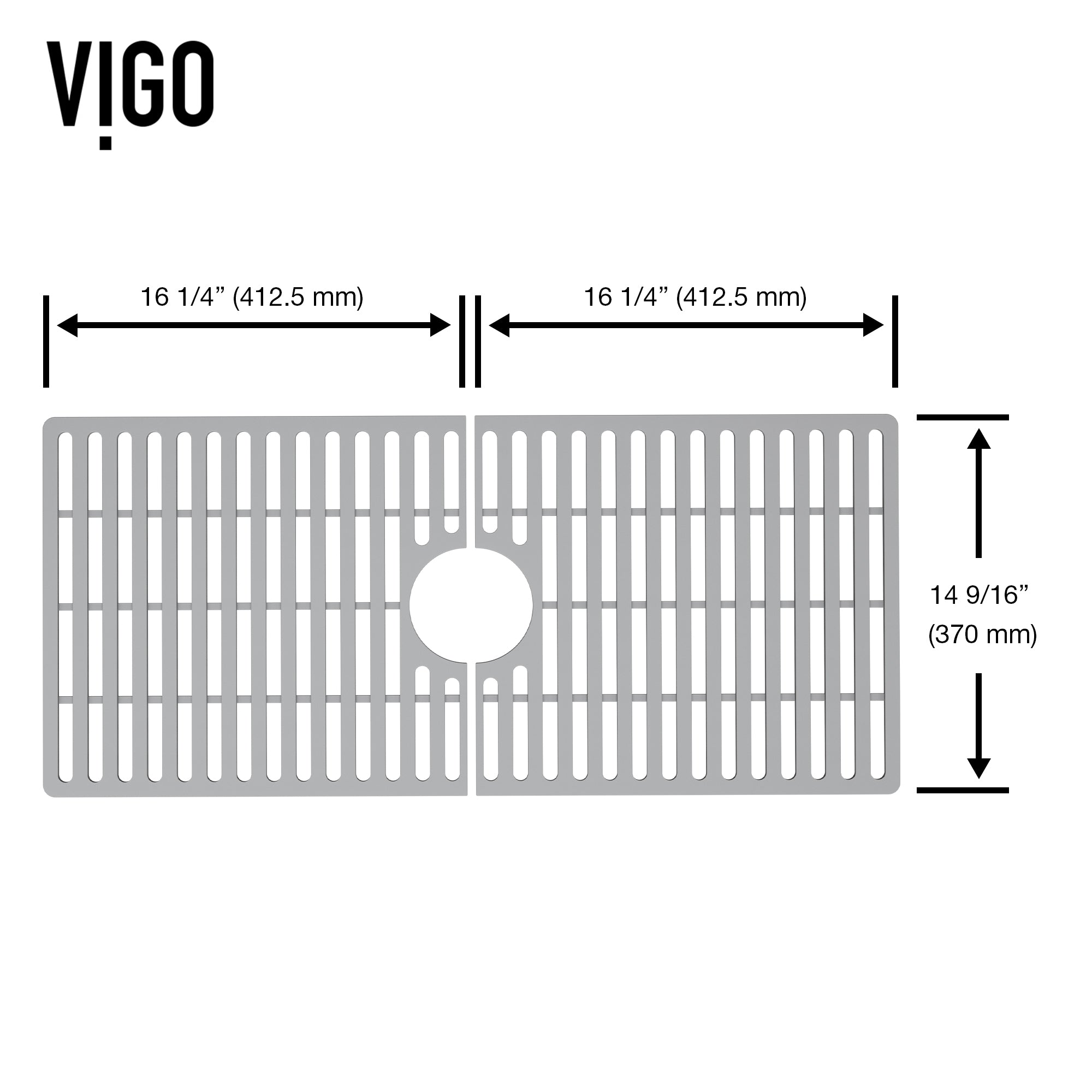 VIGO Silicone Protective Bottom Grid for Kitchen Sink, Gray, 33"lx15"w, Single Basin
