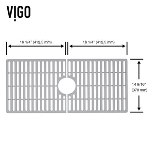 VIGO Silicone Protective Bottom Grid for Kitchen Sink, Gray, 33"lx15"w, Single Basin