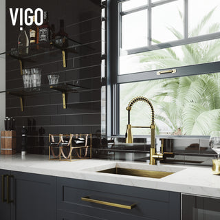 VIGO Brant 19" H Single Handle Pull-Down Sprayer Kitchen Faucet, Matte Brushed Gold, Without Extras