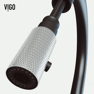 VIGO Bristol 19" H Single Handle Pull-Down Sprayer Kitchen Faucet, Stainless Steel/Matte Black, Without Extras