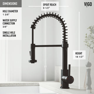 VIGO Edison 19" H Single Handle Pull-Down Sprayer Kitchen Faucet, Matte Black, No Sensor, With Soap Dispenser