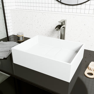 VIGO Bryant 17"L x 13"W x 5"H Matte Stone Rectangular Bathroom Vessel Sink