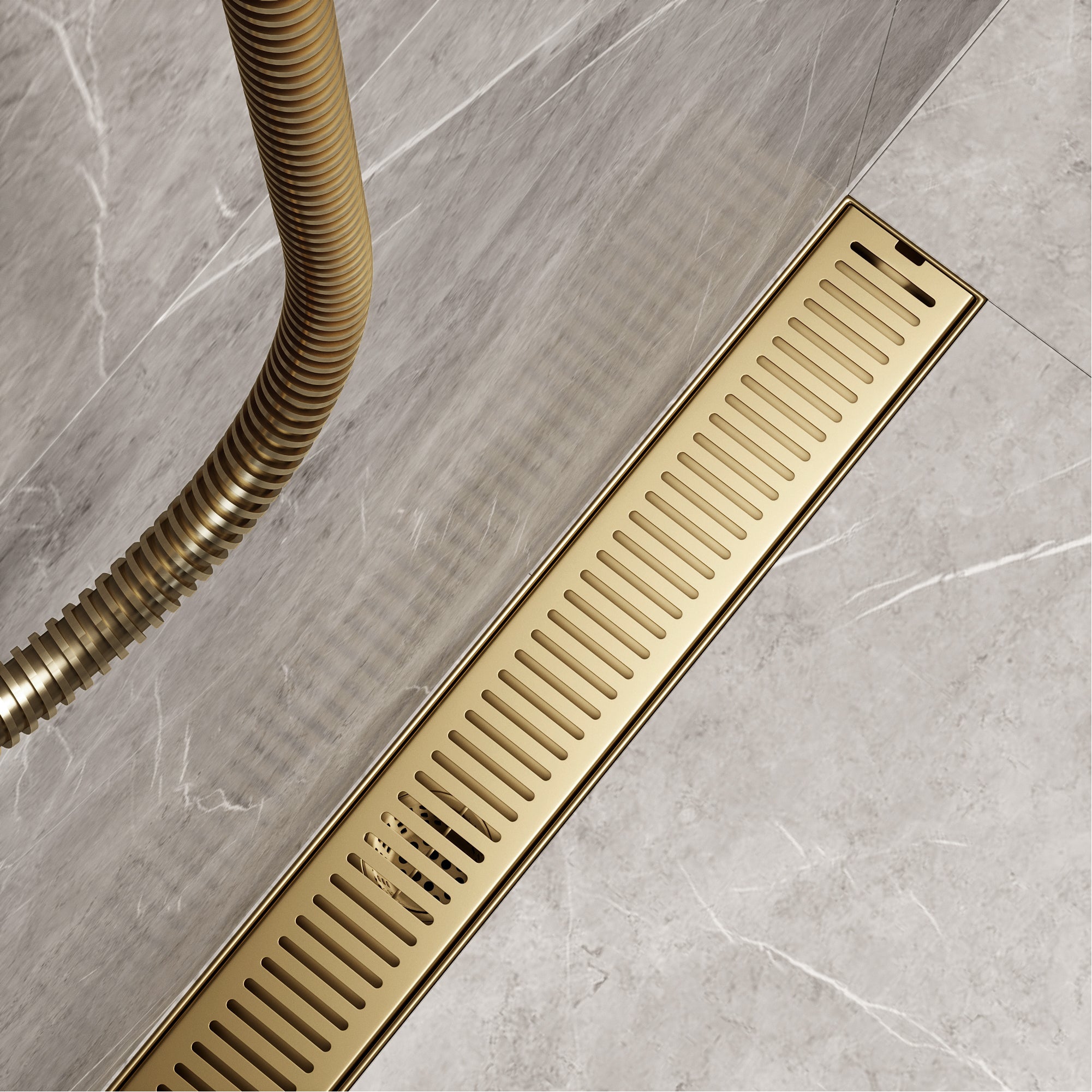 VIGO Elan Linear Shower Drain, Matte Brushed Gold, 24"