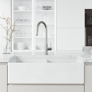 VIGO Bristol 19" H Single Handle Pull-Down Sprayer Kitchen Faucet, Stainless Steel, Without Extras