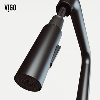 VIGO Parsons 18" H Single Handle Pull-Down Sprayer Kitchen Faucet, Matte Black, Without Extras