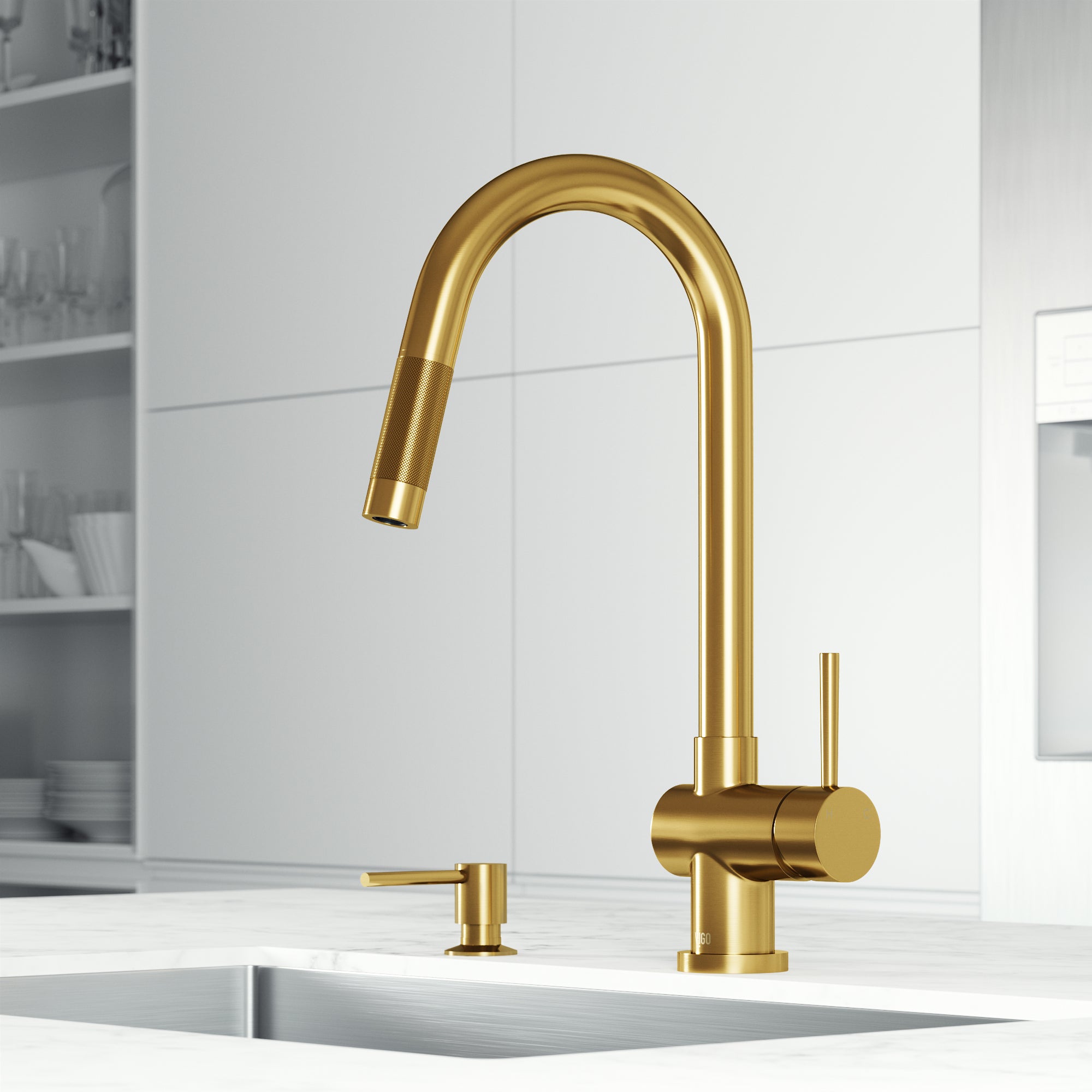 VIGO 10 oz. 1.5" W Kitchen Soap Dispenser, Matte Gold