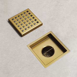 VIGO Elan Linear Shower Drain, Matte Brushed Gold, 4"
