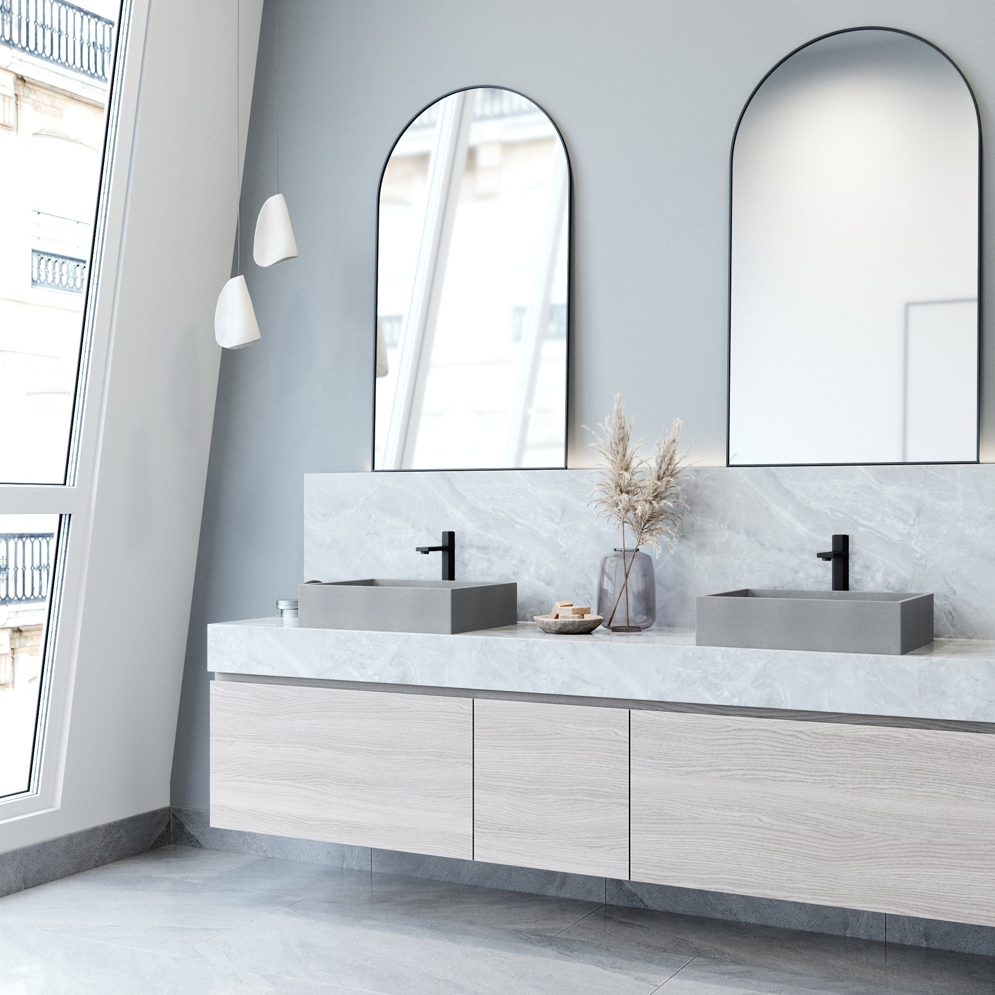 VIGO Coca 19"L x 15"W x 5"H Concreto Stone Rectangular Bathroom Vessel Sink