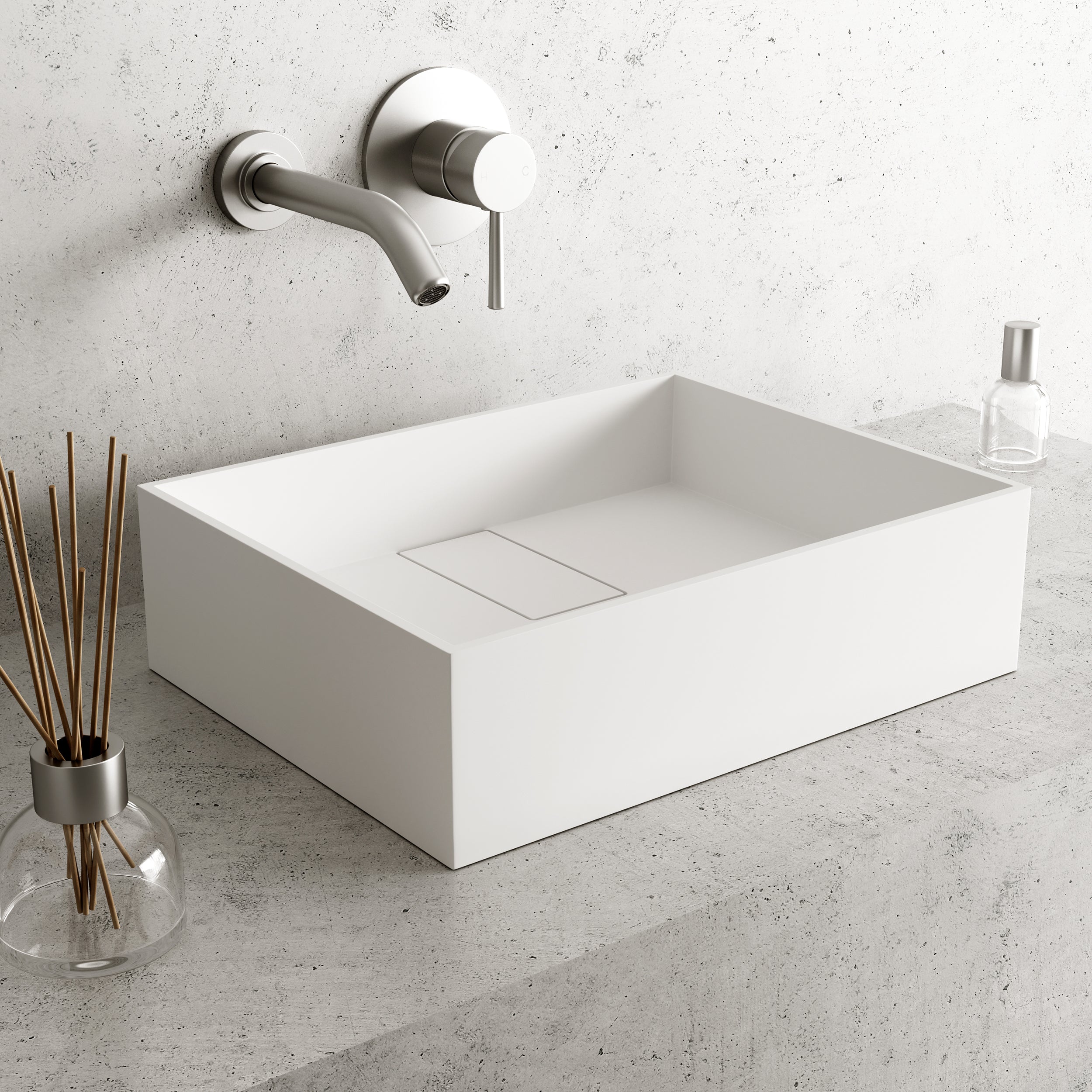 VIGO Bryant 17"L x 13"W x 5"H Matte Stone Rectangular Bathroom Vessel Sink