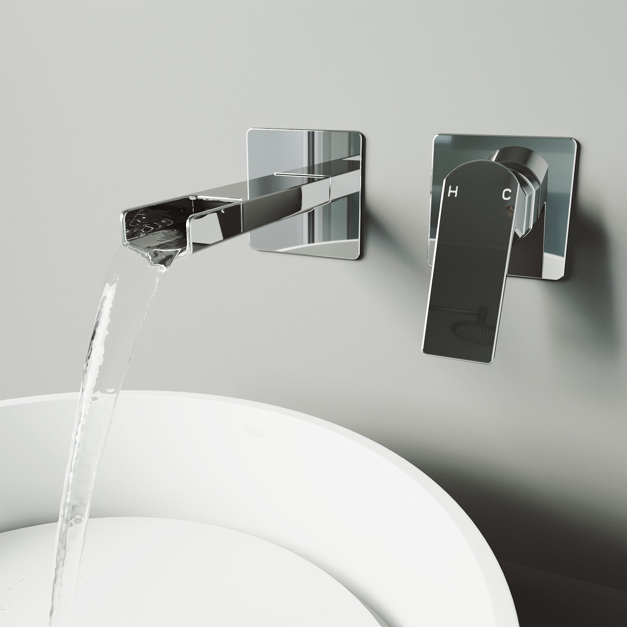VIGO Atticus 5" H Single Handle Wall Mount Bathroom Faucet, Chrome