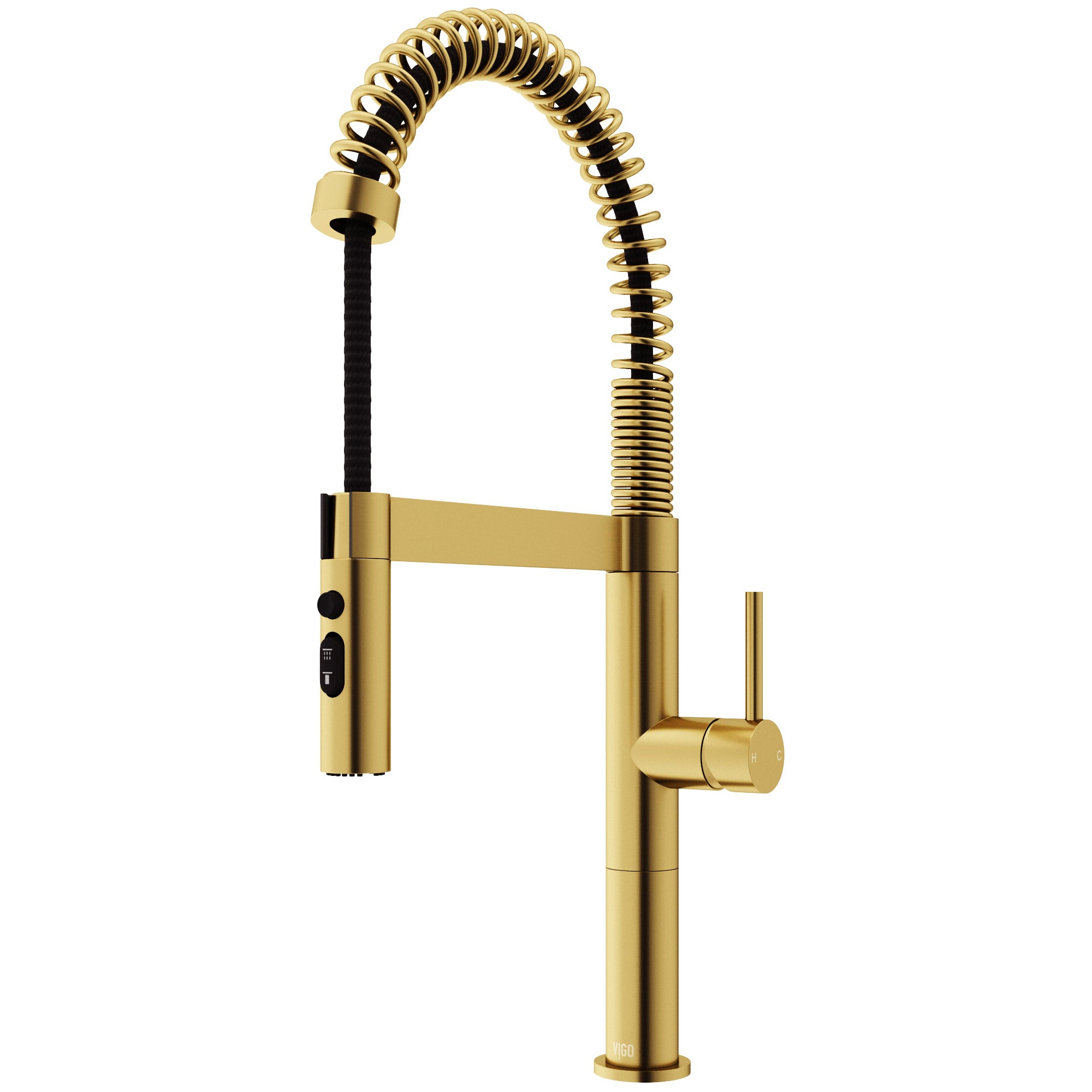 VIGO Edison Pro 20" H Single Handle Pull-Down Sprayer Kitchen Faucet, Matte Brushed Gold