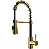 VIGO Brant 19" H Single Handle Pull-Down Sprayer Kitchen Faucet, Matte Brushed Gold, Without Extras