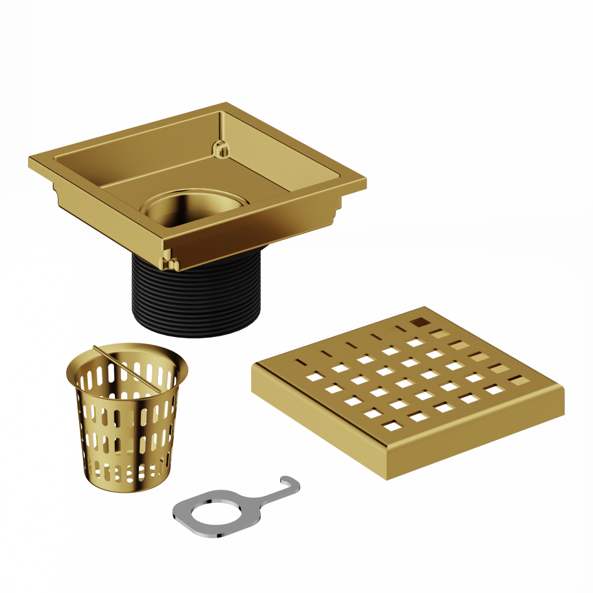 VIGO Elan Linear Shower Drain, Matte Brushed Gold, 4"