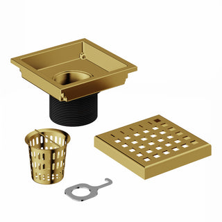 VIGO Elan Linear Shower Drain, Matte Brushed Gold, 4"