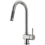 VIGO Gramercy 17" H Single Handle Pull-Down Sprayer Kitchen Faucet, Stainless Steel, No Sensor, Without Extras