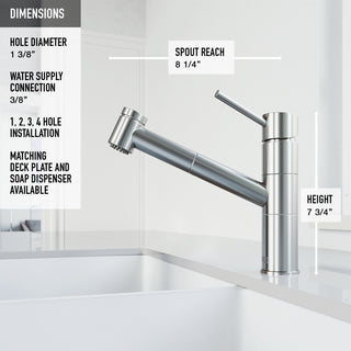 VIGO Branson 9" H Single Handle Pull-Out Sprayer Kitchen Faucet, Stainless Steel, Without Extras