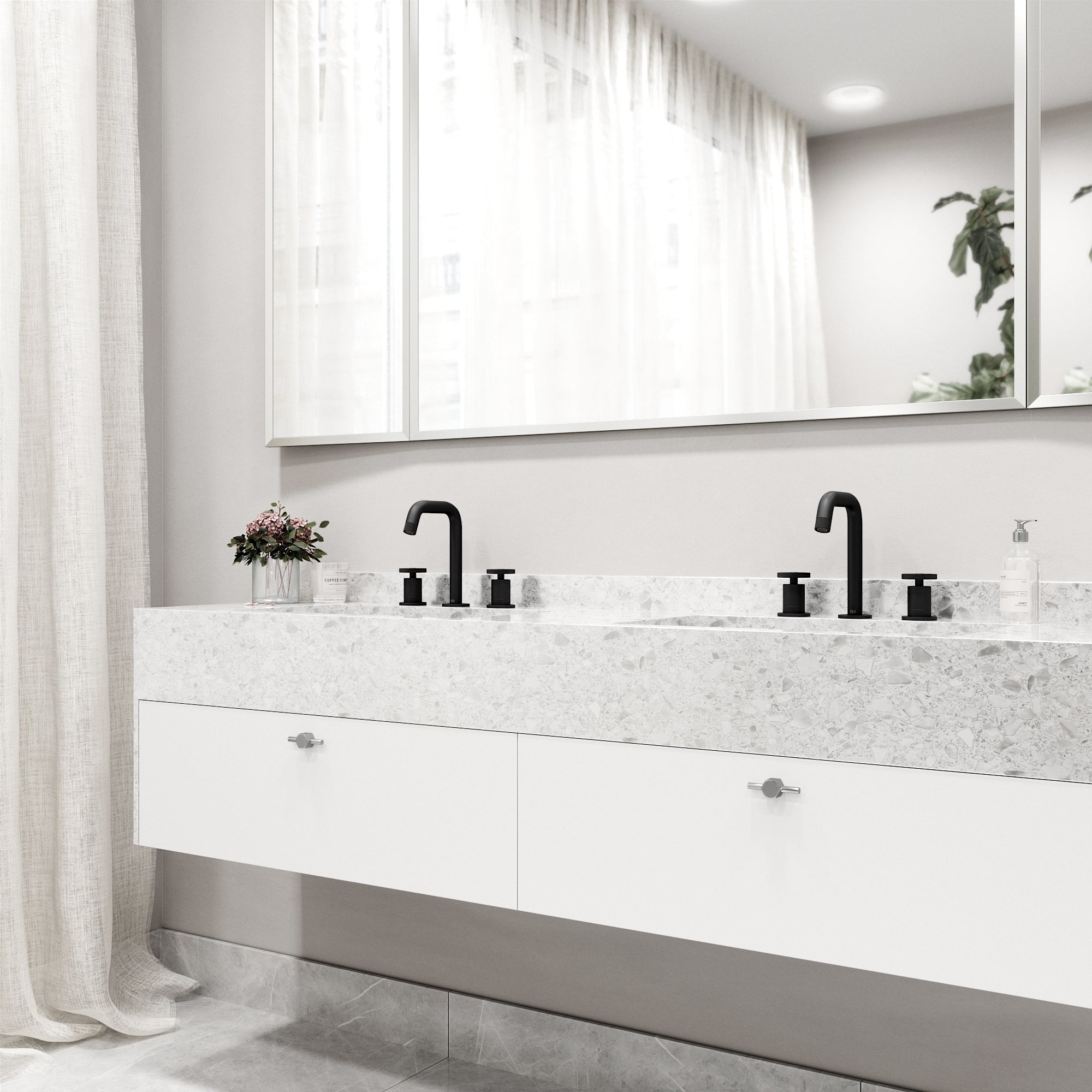 VIGO Cass 8" H 2-Handle Widespread Bathroom Faucet, Matte Black