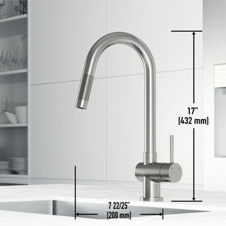VIGO Gramercy 17" H Single Handle Pull-Down Sprayer Kitchen Faucet, Stainless Steel, Touchless, Without Extras