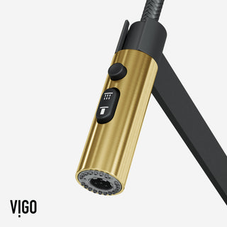 VIGO Edison Pro 20" H Single Handle Pull-Down Sprayer Kitchen Faucet, Matte Brushed Gold/Matte Black